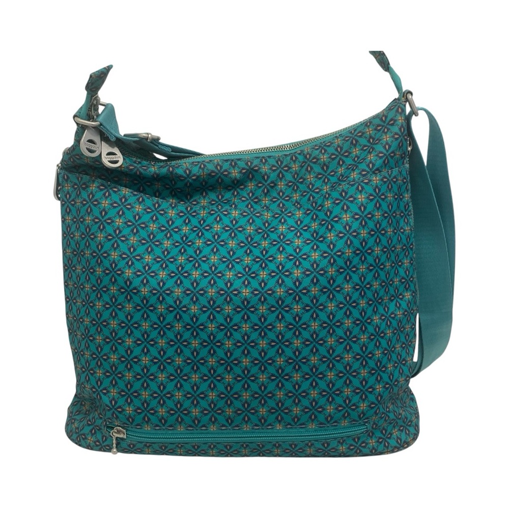 Baggallini Large Teal Geometric Pattern Crossbody Shoulder Bag & Wristlet - EC - Picture 5 of 14